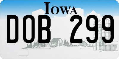 IA license plate DOB299