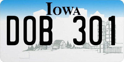 IA license plate DOB301