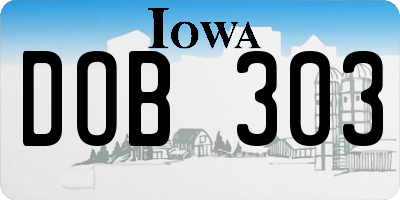 IA license plate DOB303