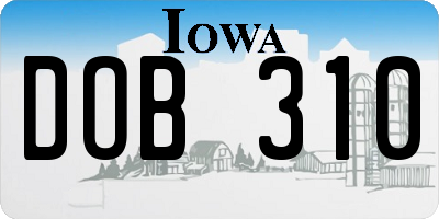 IA license plate DOB310