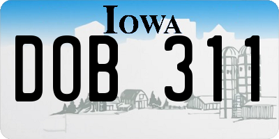 IA license plate DOB311