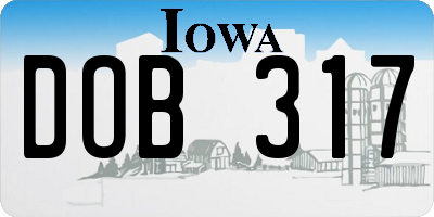 IA license plate DOB317