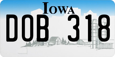 IA license plate DOB318