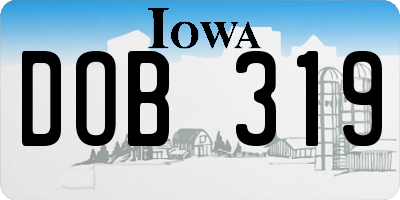 IA license plate DOB319