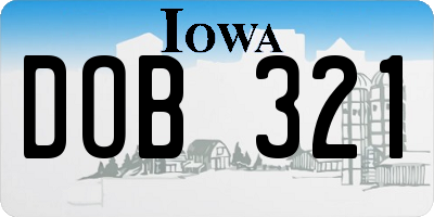 IA license plate DOB321