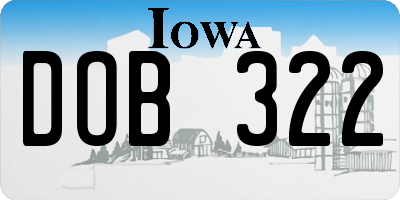 IA license plate DOB322