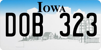 IA license plate DOB323