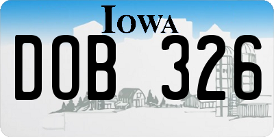 IA license plate DOB326