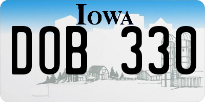 IA license plate DOB330