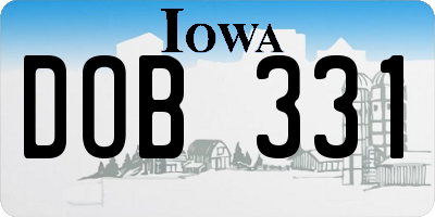 IA license plate DOB331