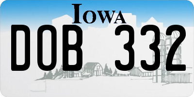 IA license plate DOB332