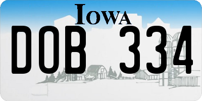 IA license plate DOB334