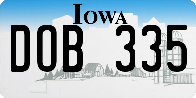 IA license plate DOB335