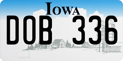 IA license plate DOB336