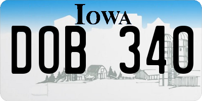 IA license plate DOB340