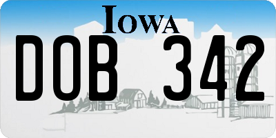IA license plate DOB342