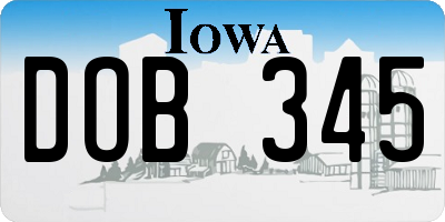 IA license plate DOB345