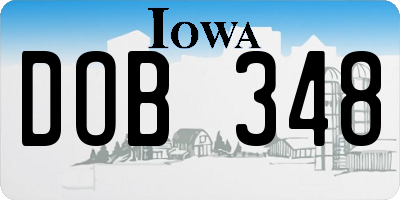 IA license plate DOB348