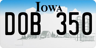 IA license plate DOB350
