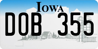 IA license plate DOB355