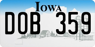 IA license plate DOB359