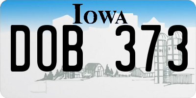 IA license plate DOB373