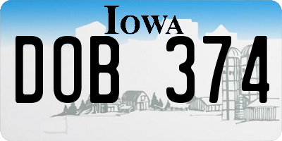 IA license plate DOB374
