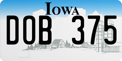 IA license plate DOB375
