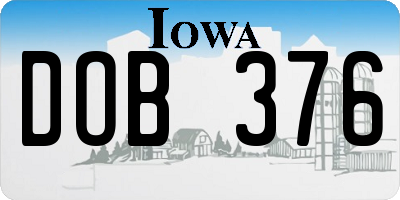 IA license plate DOB376