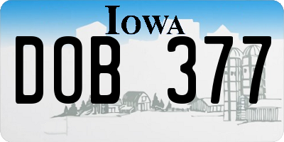 IA license plate DOB377