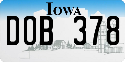 IA license plate DOB378
