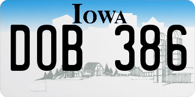 IA license plate DOB386