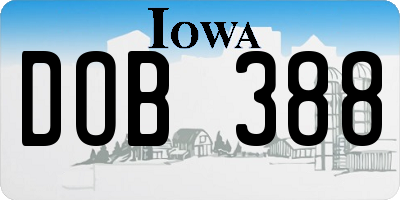IA license plate DOB388