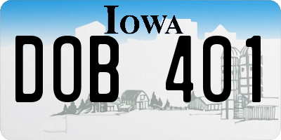 IA license plate DOB401