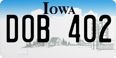 IA license plate DOB402
