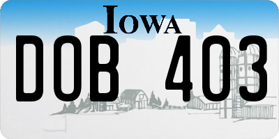 IA license plate DOB403
