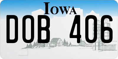 IA license plate DOB406