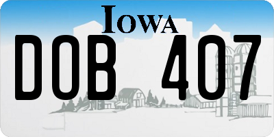 IA license plate DOB407