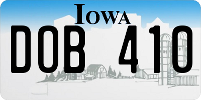 IA license plate DOB410