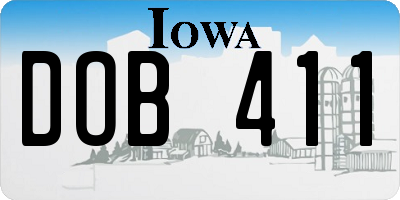 IA license plate DOB411