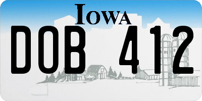 IA license plate DOB412