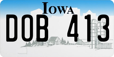 IA license plate DOB413