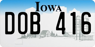 IA license plate DOB416