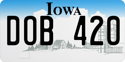 IA license plate DOB420
