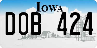 IA license plate DOB424