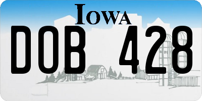 IA license plate DOB428