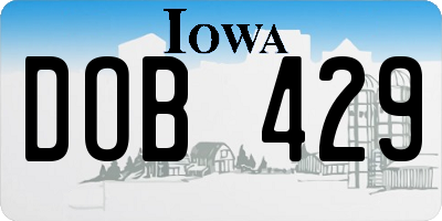 IA license plate DOB429