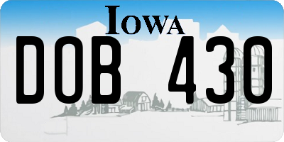 IA license plate DOB430