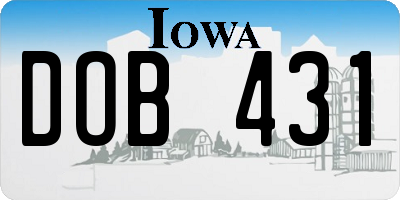 IA license plate DOB431