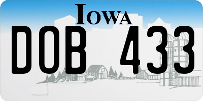 IA license plate DOB433